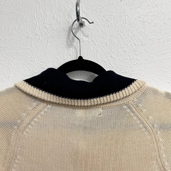LRL Ralph Lauren Jeans Women's L CreamHalf Zip Knit Foldover Sweater Pullover - Picture 7 of 11